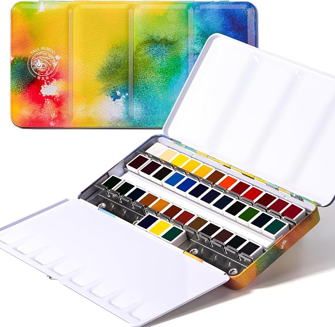 Paul Rubens Watercolor Paint Set, 36 Colors Solid Watercolor Paint, Easy To Blend And Diffuse Watercolor Palette, Portable Travel Watercolor Set