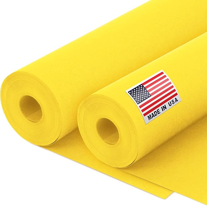 12" x 1200" (100 ft) Yellow Kraft Paper Roll - Value Pack of 2, 45 lbs Thickness, Made in USA - Odorless, Non-Toxic, Safe for Kids - School, Bulletin Board Paper