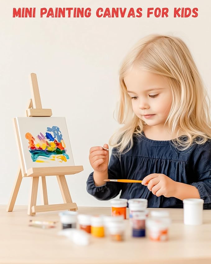 Simetufy 48 Pack 4x4 Inch Mini Canvas Boards 100% Cotton Primed Painting Panels, Acid-Free for Oil, Watercolor & Acrylic Painting for Art Projects