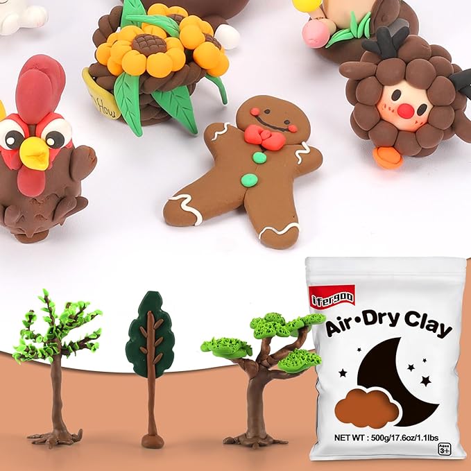 Ifergoo Brown Modeling Clay- Moldable Cosplay, Air Dry, Squishy Molding Clay for Adult Arts & Craft Project, Fake Bake, Slime Supplies, 1.1LBS/500G