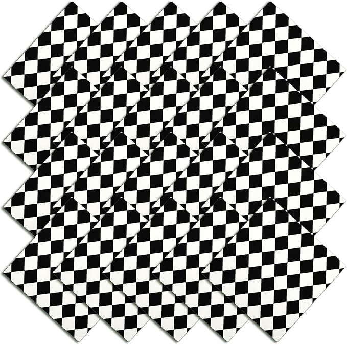 Oudain 60 Pcs 10 x 10 Inch Black and White Checkered Fabric Racing Car Themed Square Plaid Buffalo Fat Patchwork Precut Strips for Chequered Flag DIY Craft Material Halloween Quilting Sewing Handmade