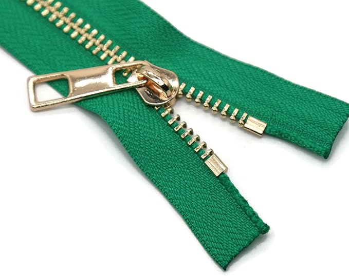 #5 Gold Metal Zipper - 50+ Colors - 3 PCS - (4-14 inches) Sizes - Luxury Lightweight Handcraft Metal Zippers with pulls for Purses Bags Pockets Shoes Sewing & Crafts DIY ZP023114