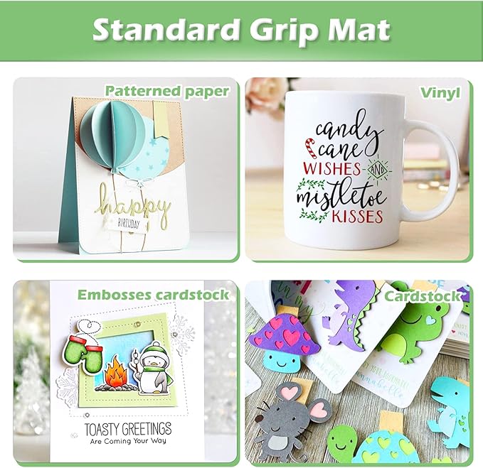 HTVRONT Standard Grip Cutting Mats- 2 Pack 12x12 Compatible with Cricut Maker 3/Maker 4/Maker/Explore 3/4/Air 2/One, Standard Adhesive Sticky Green Cutting Mat Replacement Accessories