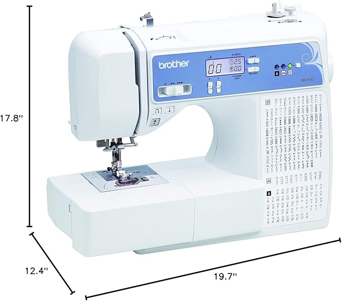 Brother XR9550 Sewing and Quilting Machine (White) Bundle with 36-Piece Bobbins and Sewing Threads with Case (2 Items)