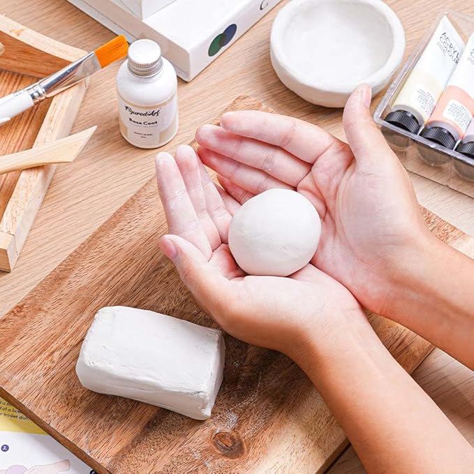 Figured'Art Pottery Kit for Adults with 4.4 lbs Premium Air Dry Clay, Ideal for Beginners, Includes Tools, Paints, Brushes, Sealers & Tutorials, No Kiln Needed
