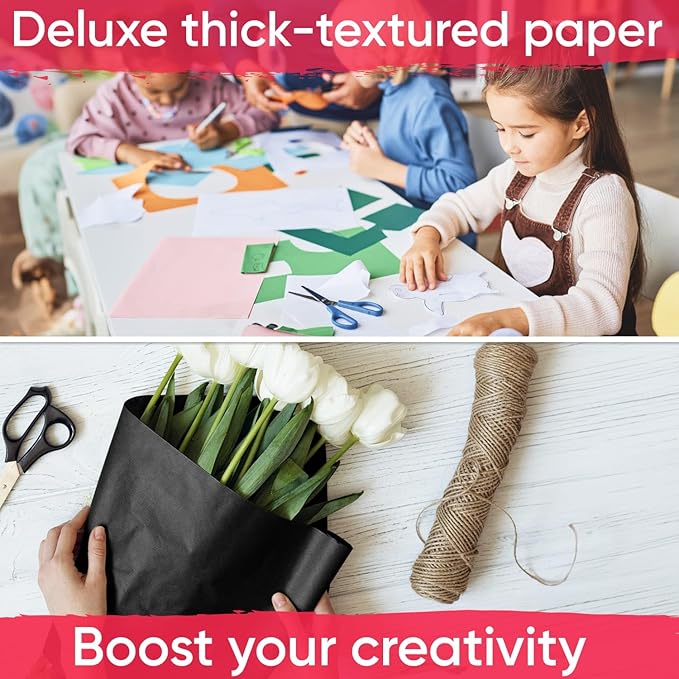 36" x 1200" USA Made Black Kraft Paper Roll, 45 lbs Thickness, American Quality Paper for School, Crafts, Art, Bulletin Board - Odorless, Non-Toxic, Safe for Kids