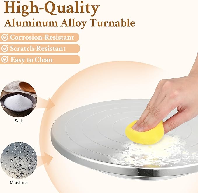 Yncotte 7 Inch Banding Wheel, Double-Sided Pottery Wheel Turnable Aluminium Alloy Metal Sculpting Wheel Rotate with Ball Bearings for Ceramics Clay Model Making Cake Decor Paint Spraying