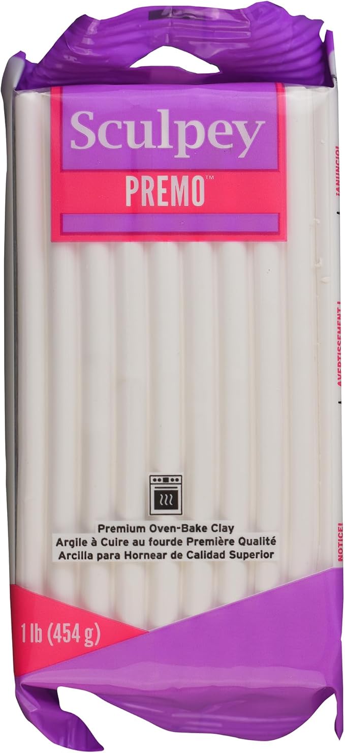 Sculpey Premo: Polymer Clay: White - 1lb Pack - Oven Bake Clay, Non-Toxic, Advanced Techniques, Sculpting-Jewelry-Craft Projects, Adults Art Supplies