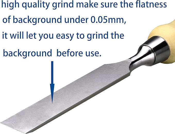 4 Piece Bevel Edge Butt Chisel Set 1/4 inch(6mm), 1/2 inch(12mm), 3/4 inch(20mm), 1 Inch(26mm) with Hornbeam Handles and Stainless Steel Ferrules