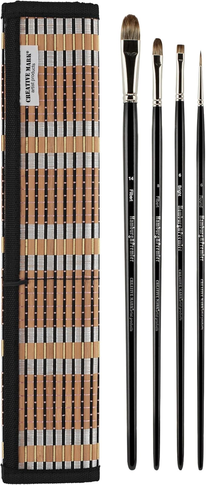 Creative Mark Hamburg Premiere Professional Oil Painting Brushes - Medium Asst Set of 5 Handmade Oil Paint Brushes w/ #14 Filbert - Natural & Synthetic Blend, Long Triple-Lacquered Birch Handle