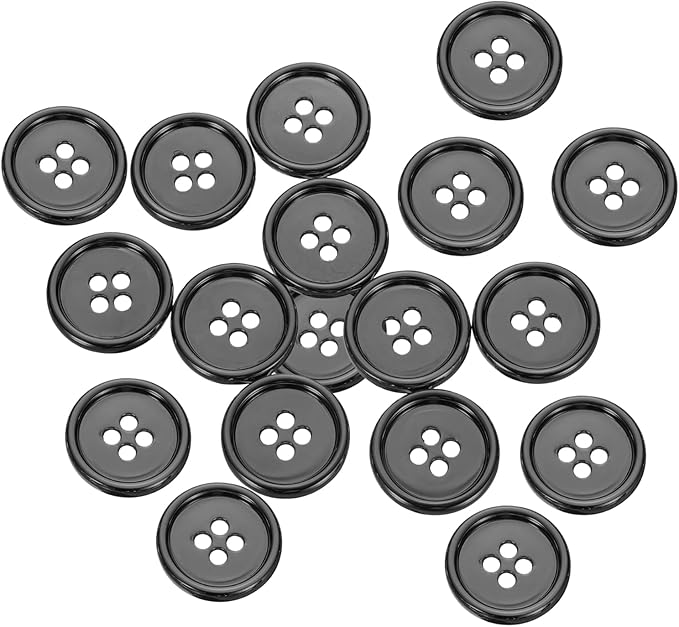 HARFINGTON 20pcs Metal Sewing Button, 18mm 4-Hole Round Suit Shirts Coats Clothes Sewing Buttons for Decoration Craft, Gunmetal