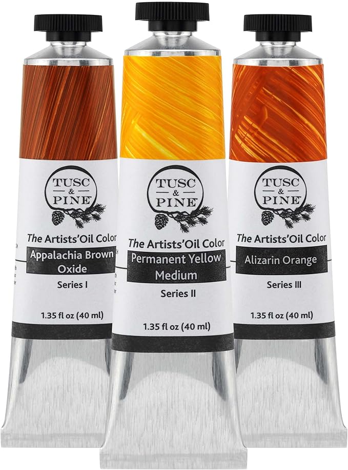 Tusc & Pine Artist Oil Paint - Mountain Range, Set of 3 40 ml, Non-Yellowing, Rich & Creamy Consistency, Maximum Pigment Load, Small Batch Milled Oil Paints Made in the USA for Professional Artists