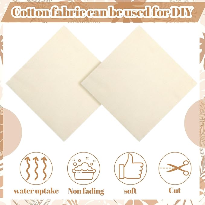 Mixweer 300 Pcs 4 x 4 Inches Cotton Fabric Squares Precut Quilting Fabric Bundles Solid Colors Quilt Material for DIY Craft Sewing Embroidery(Beige)