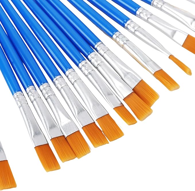 400 Pack Small Paint Brushes, 1/4 inch Flat Tip Nylon Hair Paint Brushes for Acrylic, Crafts, Watercolor