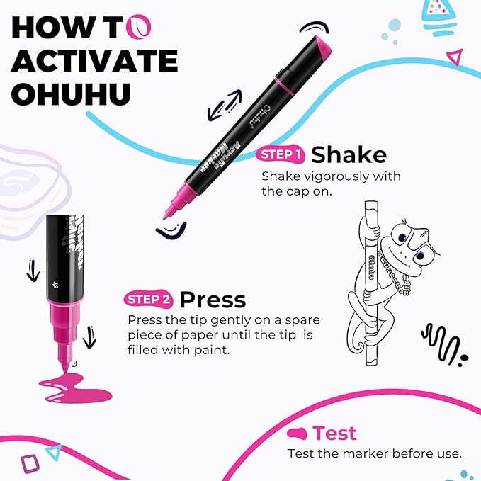 Ohuhu Acrylic Paint Markers 60 Colors: Dual Tips (Round & Fine) Acrylic Markers High Opacity Paint Pens Waterproof Lightfast for Rock Painting Easter Eggs Wood Glass Ceramic Canvas - Kakaako