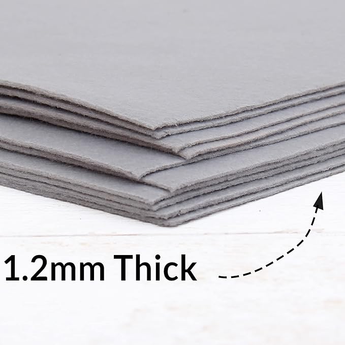 Threadart Premium Felt Roll - 12" x 10yd - Lt Grey | Soft Wool-Like Feel | 1.2mm Thick Fabric for DIY Crafts, Sewing, Crafting Projects | Compatible with Cricut Maker