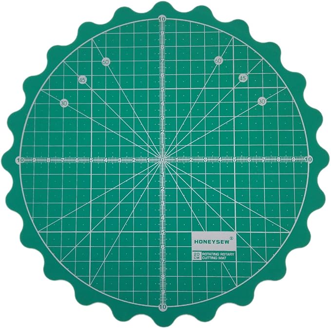 HONEYSEW Circle Rotary Cutting Mat Diameter 20cm(8") Self Healing for Any Table Protection Board Quilt Fabric Doing Crafts Sewing Quilting Projects Rotating Cutter Pad (Green Color)