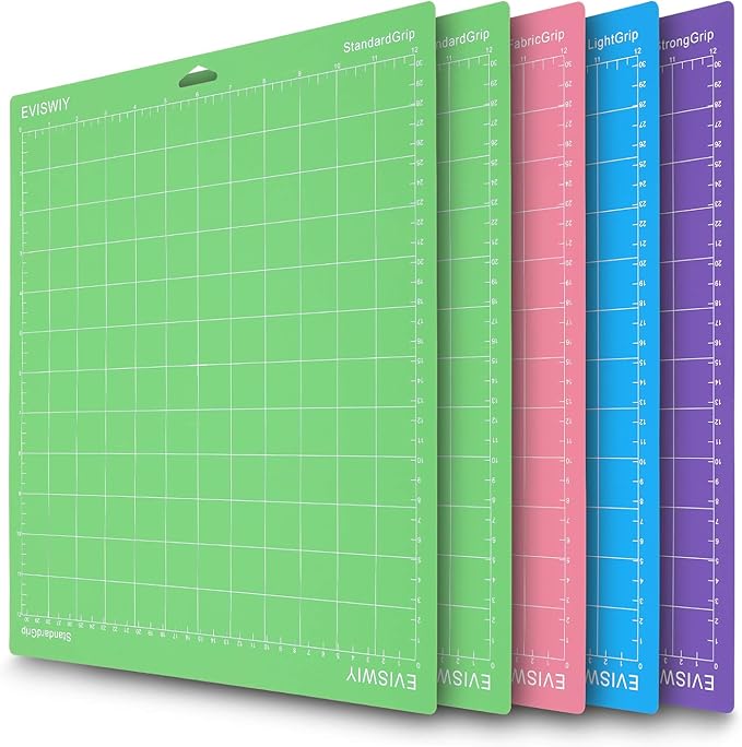 EVISWIY 12x12 Cutting Mats Compitable with Maker 3/Maker Explore Air 2/Air/One Variety 5Pack StandardGrip LightGrip StrongGrip FabricGrip Variety 5Pack Reusable Craft Cricket Mat Accessories