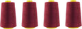 Mandala Crafts 4 Pack of Serger Threads Cones Spools - 40S/2 24000 Yards Polyester Maroon Threads for Sergers Machine and Overlock Quilting Sewing Machine