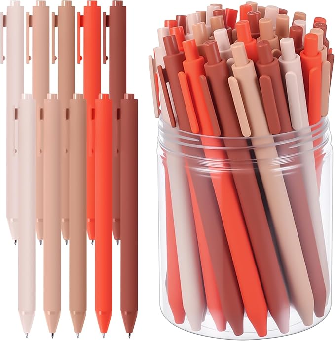 Crtiin 50 Pcs Gel Ink Pens Bulk, Black Ink 0.5mm Fine Point Retractable Pen Smooth Writing Office Supplies for Teacher Server Nurse Christmas Charity Donation Valentine (Orange Series)