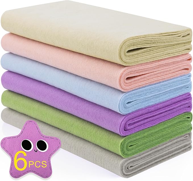 XSEINO 6 Rolls 12"x35" 1.4mm Thick Soft Felt Fabric Sheet 6 Assorted Morandi Series Colors Felt Pack for DIY Craft Sewing Squares Nonwoven Patchwork