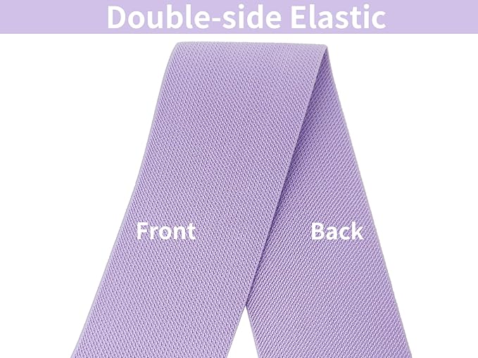 Lavender Knit Elastic Band 3 inch 5 Yards Double-Side Twill Woven Elastic Heavy Stretch Elastic Spool for Sewing Pants Waistband, Wigs, Skirts, Craft DIY Projects (#33)