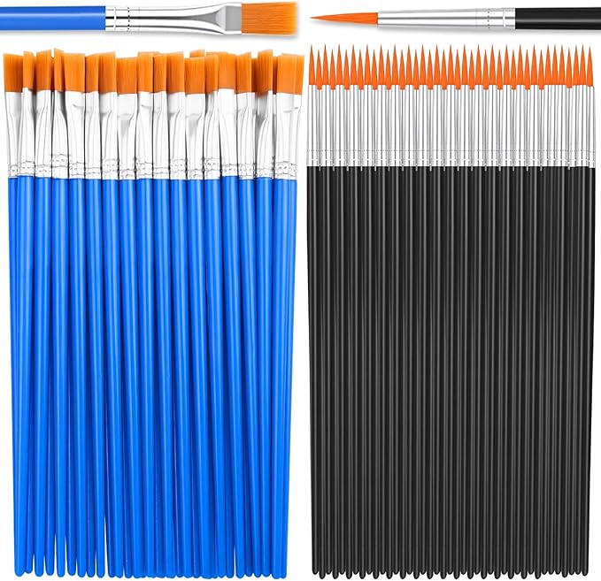 70Pcs Paint Brushes Small, Flat and Round Tip Paint Brushes for Kids Classroom Craft Nylon Hair Paint Brush for Acrylic Water Color Canvas Face Painting