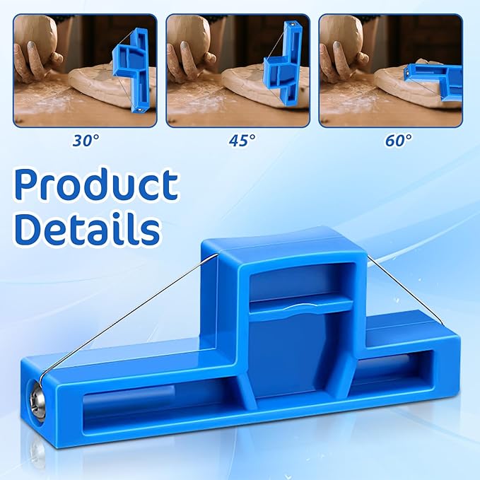 Xindojuz Angle Cutting Clay Tool, Steel Wire Bevel Cutter Small Pottery Angle Clay Trimming Tools Plastic Ceramic Wire Small Pottery Cutter for Ceramics and Sculpting (Blue, 2.76×1.1×0.59 Inch)