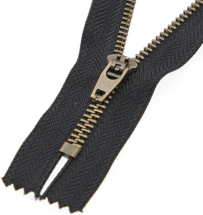 4# 17.8 cm Metal Zipper Black 7 inch Jeans Zipper Close End Antique Brass Y-Teeth Zippers for Sewing Bag Pocket,6pcs Leelayer