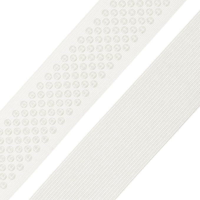 Mandala Crafts 2 Inch Elastic Silicone Gripper Tape for Clothing - 5 Yds Dotted Non Slip Elastic Band for Sewing - Off White Silicone Flat Fabric Stretchy Ribbon Straps