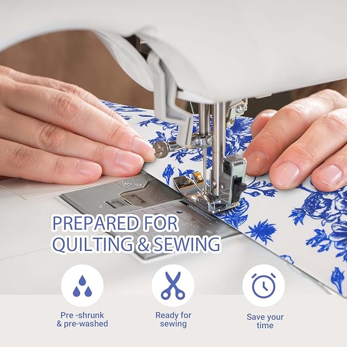 40 Pcs Chinoiserie Cotton Jelly Fabric Strips Blue and White Porcelain Patchwork Strips Roll for Quilting Crafting Blue White Floral Bird Precut Patchwork for Sewing DIY Crafts