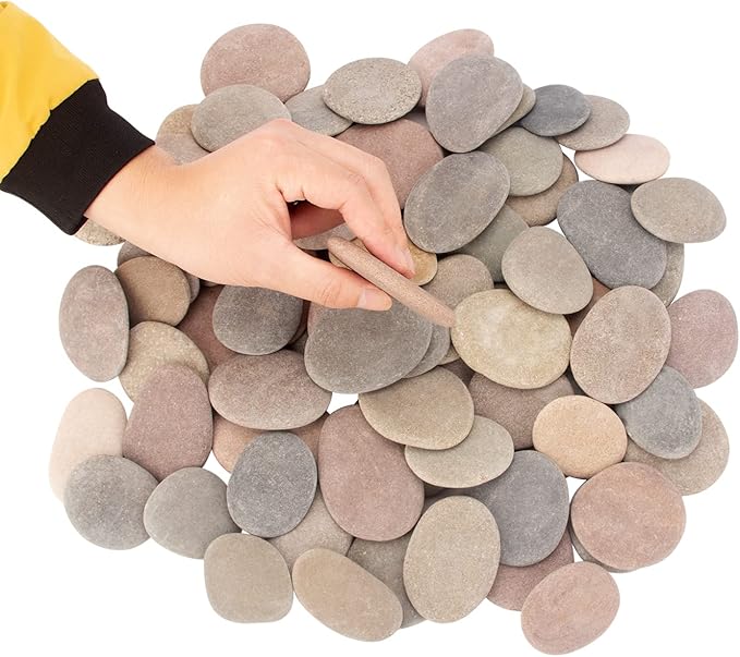 [About 97 PCS - 102 PCS](18.2 Pounds) Painting Rocks,2.26"-3.49" River Rocks,Flat Stones,Craft Rocks,DIY Rocks