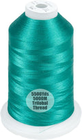 Simthread Trilobal Polyester Thread – 5000M (5500yds) No.40 – Super Sheen, Tangle-Free – Built-in Thread Lock Spool – Compatible with Brother, Singer, Janome & More, Teal Green-534