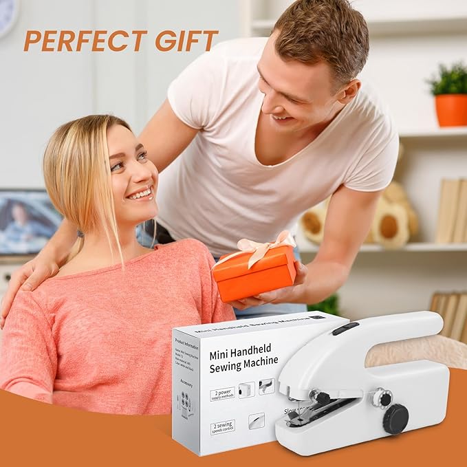 Handheld Sewing Machine Cordless – Portable Stitching Machine for Quick Repairs, Mini Handheld Sewer, Pocket Sewing Machine (white)
