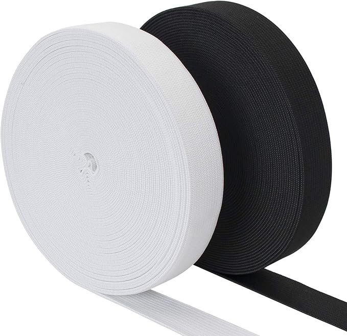 3/4 Inch 11yard/roll x 2Rolls Yard Elastic Bands for Sewing,Craft (Black and White)
