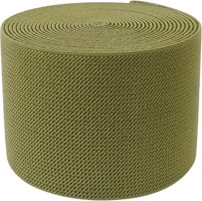 Olive Green Wide Knit Elastic Band for Sewing 3 inch 5yards Double-Side Twill Woven Elastic Heavy Stretch Elastic Spool Band for Sewing Pants Waist-Wigs-Skirts-Craft-DIY Projects