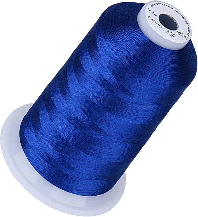Simthread 5500Yds Embroidery Thread, 5000M High-Yardage 40WT 100% Polyester Thread – 170+ Vivid Colors, High-Speed Rated – Compatible with Brother, Singer, Janome & More - Ultramarine 406