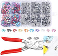Sewing Kit with 100PCS Metal Buttons, Metal Snaps Buttons with Fastener Pliers Press Tool Kit, Colorful Five Claw Buckle Installation Plier Tool Set for DIY Crafts Sewing Fabric Clothes
