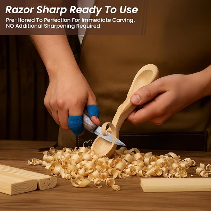 Wood Carving Knife for Beginners - Whittling Knife with Leather Sheath for Adults, Professionals and Wood Carving Enthusiasts - Safety Woodworking Tools