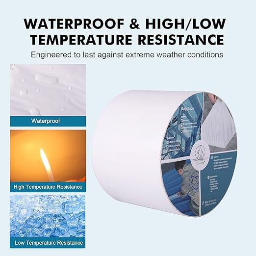 Vaste Outdoor Waterproof TPO Butyl Tape, 3.94inch x 16.4feet x 4/64inch (10cm x 5m x 1.6mm), RV/Marine Sealant Tape, Roofing Sheet Repair, Boat Sealing, Weatherproof and Durable, UV-Resistant