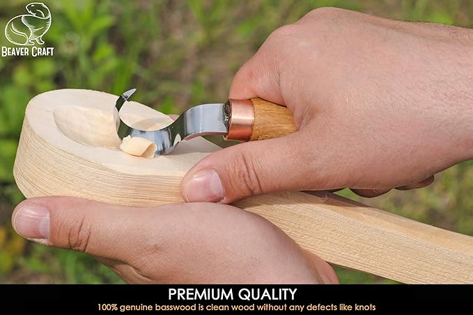 BeaverCraft Spoon Carving Blank BB1 Unfinished Wood for Whittling Tools, Spoon Carving Kit - Wood Carving Blocks Basswood for Crafts