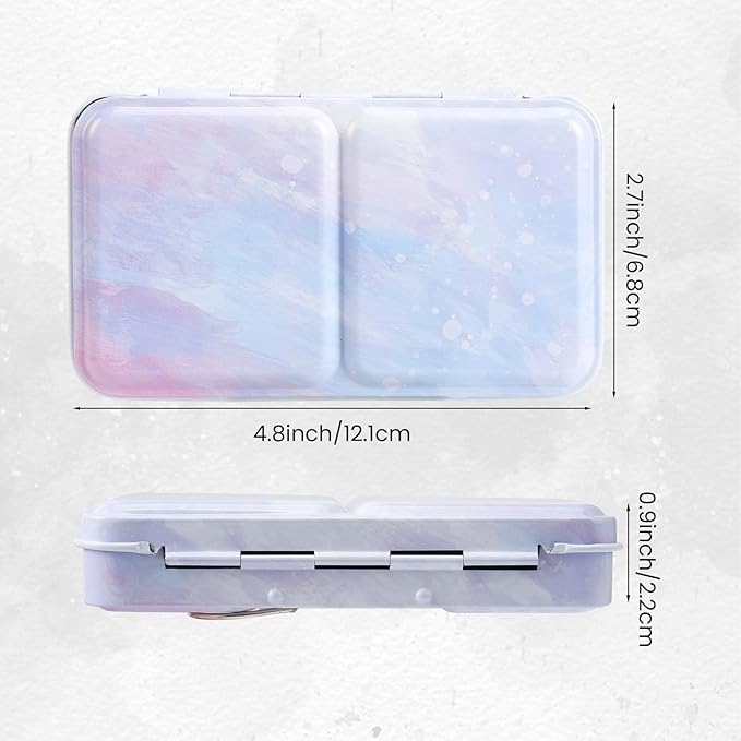 HAUSTG0 Metal Watercolor Palette - Empty Tin with Paint Tray and 14 Half Pans - Travel Palette with Lid