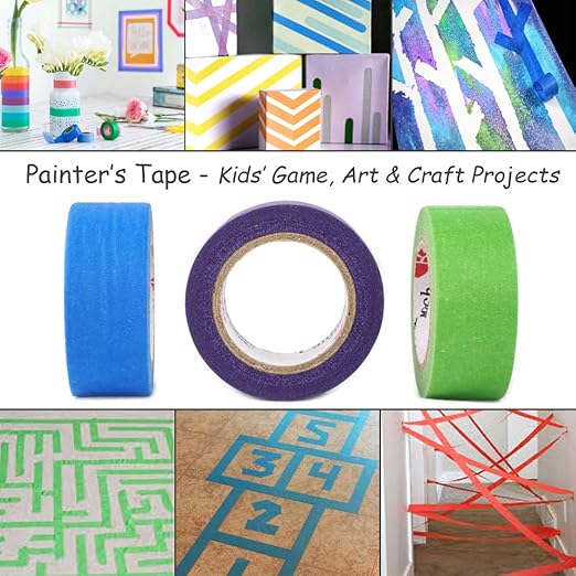 Colored Masking Tape, Rainbow Color Craft Paper Tape Art Painters Tape Writable Tape for Art Crafts Lab Labeling Coding Home Decor Office Classroom DIY All Ages (6 Packs)