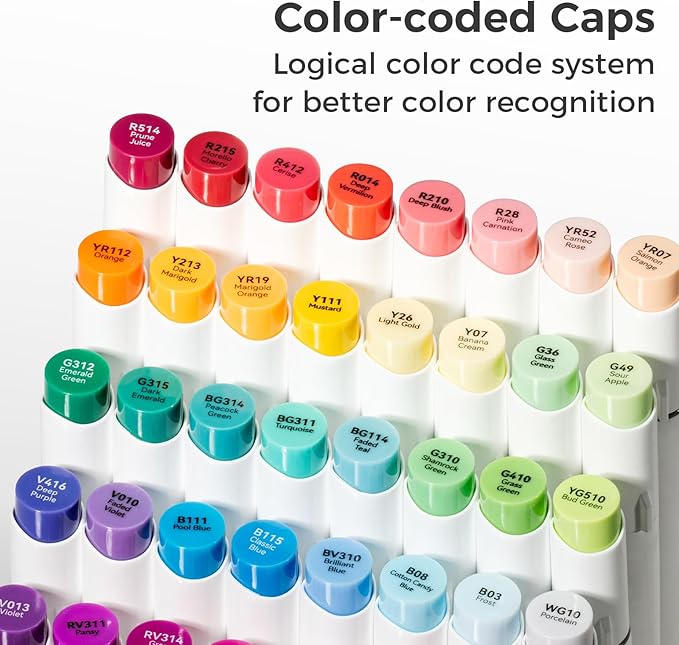 Ohuhu Alcohol Markers Brush and Soft Chisel: AP Certificated 48-color Dual Tips Drawing Markers for Artists Beginners Adults Cozy Coloring Illustration Sketching - Honolulu S - Refillable