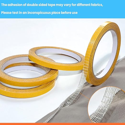 Double Sided Fabric Tape Heavy Duty for Hem, Fashion Dress, Cloth, Curtains, High Adhesive Sticky but Removable, No Sewing or Ironing Need, 0.31in x 33FT/10m x 4Rolls