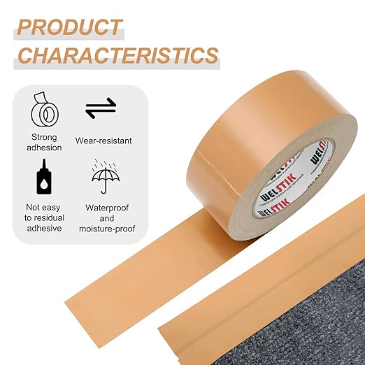 WELSTIK Professional Grade Tan Duct Tape, Waterproof Duct Cloth Fabric,Brown Duct Tape for Photographers,Repairs, DIY, Crafts, Indoor & Outdoor Use (2 Inch X 45 Yards)