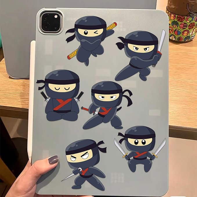24 Sheets Ninja Face Stickers Set – Mix and Match Cartoon Ninja Expressions and Accessories – DIY Make a Face Sticker Pack for Scrapbooking, Party Favors, Journaling, Craft Supplies