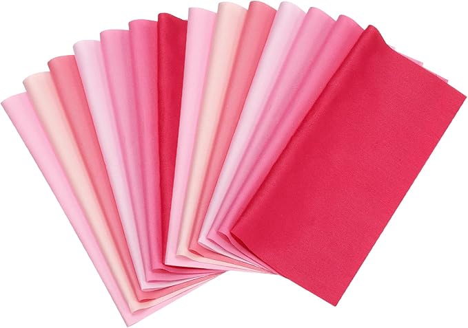 PATIKIL Cotton Fabric Bundles, 14 Pcs 8 x 8 Inch Fat Quarter Solid Color Precut Fabric Squares for Sewing Patchwork Quilting DIY Crafts, Pink