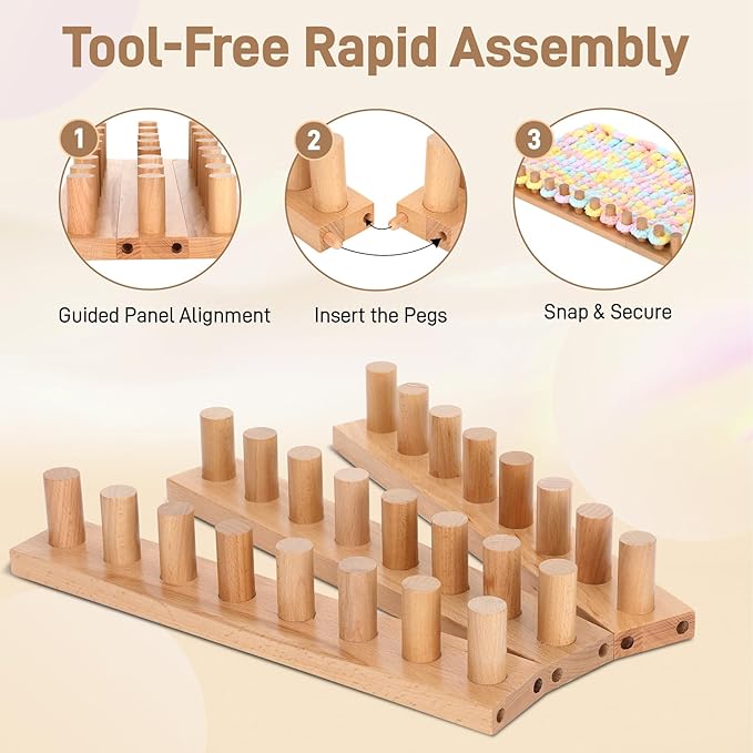 Sienson 48" Chunky Knitting Loom for Blanket Making – Adjustable Wood Frame, Portable DIY Hand Knitting Kit for Beginners, Reusable Blanket Loom for Bulky Yarn Crafts & Gifts
