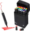 Alcohol Art Markers, 24 Colors Fine & Chisel Dual Tip Marker Set with Case, Permanent Art Markers for Adults Sketching Painting Drawing and Coloring